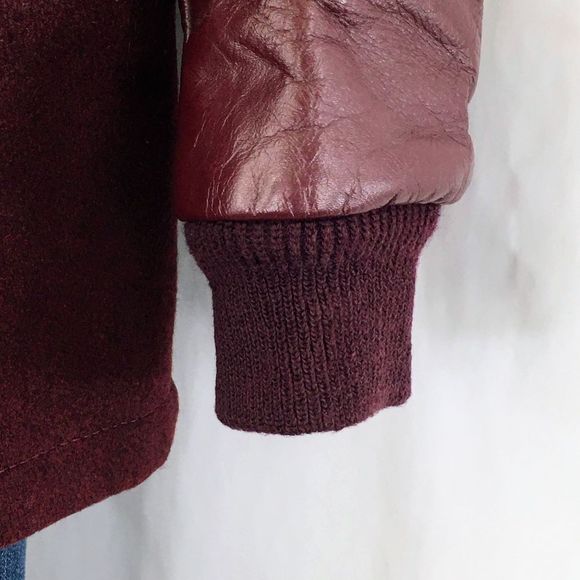 Vtg Varsity Jacket DeLong Maroon 1950s Wool Leather Sleeve Tiger Logo Sz M - Picture 6 of 13